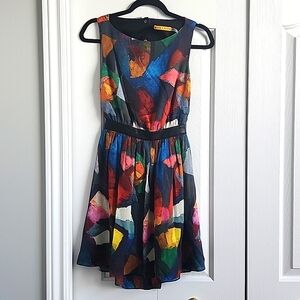 Alice+Olivia SILK and Lamb Leather waist with cutout back.